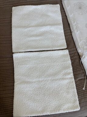 Set of 2 White Plush Microfiber Pillow Covers 17 1/2  Square